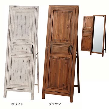 東谷 TSM-13 スタンドミラー 2色から選べる 幅45cm 高さ145cm 天然木 杉材 飛散防止ミラー 姿見 鏡 棚付き フック付き ドア型 送料込み