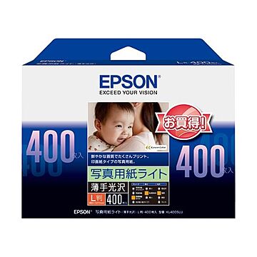 (まとめ) エプソン EPSON 写真用紙ライト＜薄手光沢＞ L判 KL400SLU 1冊（400枚）  【×10セット】