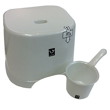 シンカテック 角HK 風呂椅子 手桶 Sセット ホワイト