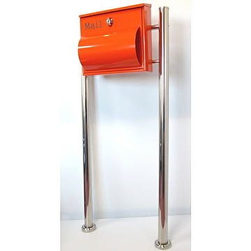 郵便ポスト 郵便受け 錆びにくい メールボックス スタンドタイプ オレンジ色 ステンレスポスト(orange)