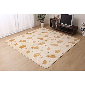 なめらかタッチ ラグマット アニマル柄 ベージュ 130cm×185cm ホットカーペット対応