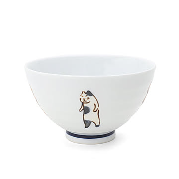藍花 たち猫 飯碗