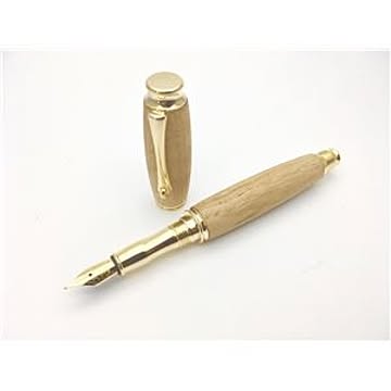 銘木材 万年筆/文房具 【栗こぶ杢 くり】 日本製 中太字 文具 オフィス用品 ステーショナリー