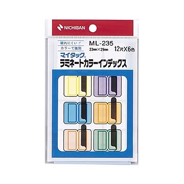 （まとめ） ニチバン マイタック ラミネートカラーインデックス 保護フィルム付 中 23×29mm 6色 ML-235 1パック（72片：各色12片） 【×40セット】