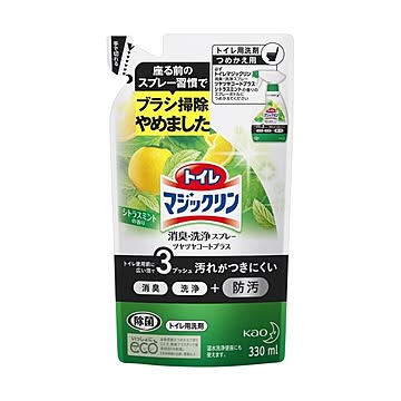 （まとめ）花王 トイレマジックリン消臭・洗浄スプレー ツヤツヤコートプラス シトラスミントの香り つめかえ用 330ml 1個【×20セット】