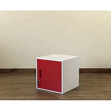 鍵付きロッカー 収納キャビネット レッド 幅38cm スチール製 縦横連結可 キューブBOX