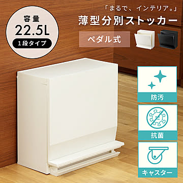 ゴミ箱 分別 おしゃれ 22.5リットル スリム ダストボックス 蓋つきゴミ箱 キャスター ペダル式 サニタリー収納 RSD-83