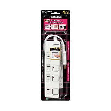 （まとめ）パナソニック ザ・タップZ(ACアダプター対応)4個口 ホワイト 3m WHS25349WP 1個【×3セット】