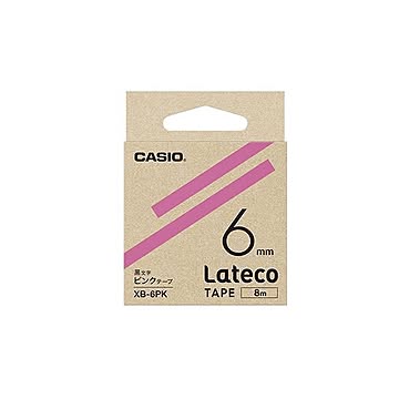 （まとめ） カシオ ラベルライター Lateco 詰め替え用テープ 6mm ピンクテープ 黒文字 【×5セット】