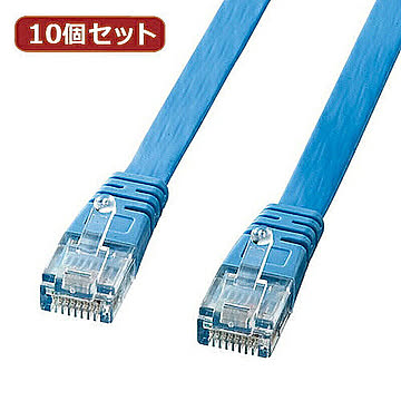 10個セット サンワサプライ フラットケーブル(ライトブルー・1m) LA-FL5-01LBKX10 管理No. 4589452978137