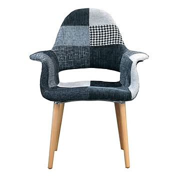 リプロダクト品 オーガニックチェア イームズチェア パッチワークモノトーン ナチュラル脚 肘付き