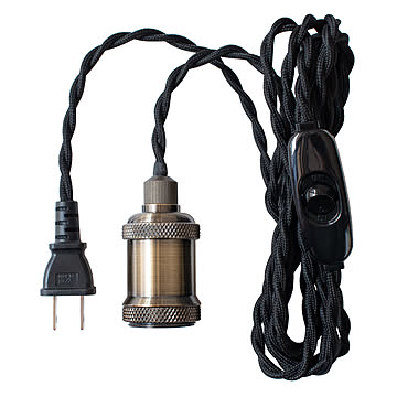 Ampoule ソケットライト コンセント式 ソケット プラグ E17 1灯 照明 おしゃれ 電球 ペンダント ブラケットライト スタンド スイッチ ゴールド ブラック 黒 リゼッタ