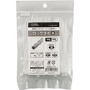 (まとめ) オーム電機 ロックタイ 100mm 白 LT-100W100WH 1袋(100本) 【×20セット】