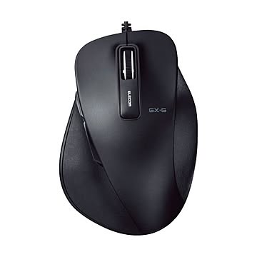 （まとめ）エレコム EX-G有線BlueLEDマウス Lサイズ ブラック M-XGL10UBBK 1個【×3セット】