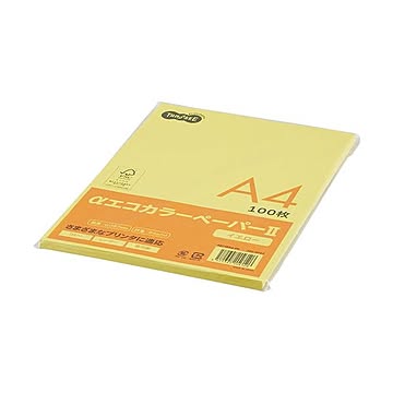 (まとめ) TANOSEE αエコカラーペーパーII A4 イエロー 少枚数パック 1冊（100枚） 【×30セット】