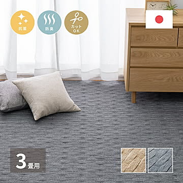 萩原 メテオ 抗菌カーペット 江戸間3畳 グレー