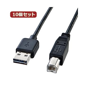 10個セット サンワサプライ 両面挿せるUSBケーブル（A-B標準） KU-R1 KU-R1X10