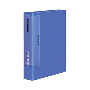 コクヨ クリヤーブックウェーブカットポケット・固定式A4タテ 100ポケット 背幅64mm 青 ラ-T590B 1セット4冊