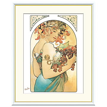 額絵 果物 アルフォンス・ミュシャ 52x42cm 三幸