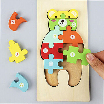 【在庫限り】 パズル 木製 クマ 熊 くまさん ジグソーパズル 10ピース 知育玩具 知育 クリスマス プレゼント 幼児 子供 教育 教材