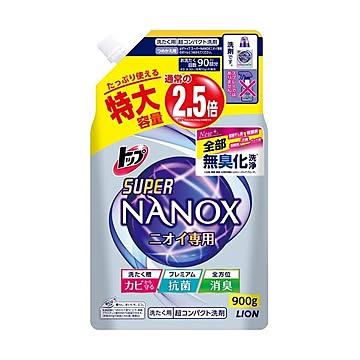 （まとめ）ライオン トップ スーパーNANOXニオイ専用 詰替用 特大 900g 1個【×10セット】