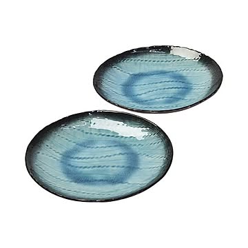 （まとめ）均窯スカイ 楕円皿ペア【×2セット】