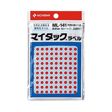 (まとめ) ニチバン マイタック カラーラベル 円型 直径5mm 赤 ML-1411 1パック(1950片：130片×15シート)  【×50セット】