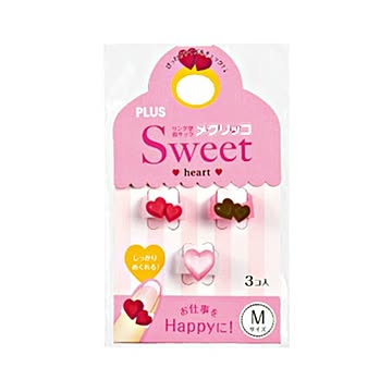 （まとめ） プラス メクリッコ Sweet ハート1M チョコ・レッド・パールローズ KM-302SA-3 1袋（3個：各色1個） ×30セット