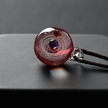 ネックレス 宇宙 ガラス ブラックorブルーorレッド 3カラー 球 銀河 匠の技 神秘的 チャクラ 幸運 パワー ストーン 癒し 浄化 置物 パワースポット マイナスイオン スピリチュアル