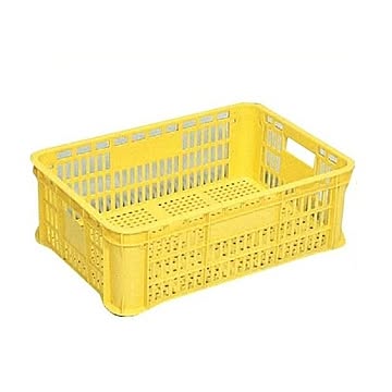 【5個セット】 リステナー/網目コンテナボックス  イエロー メッシュ構造 〔みかん 果物 野菜等収穫 保管 保存 物流〕【代引不可】