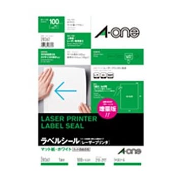 エーワン レーザープリンターラベル マット紙・ホワイト A4 ノーカット 28361 1冊(100シート)