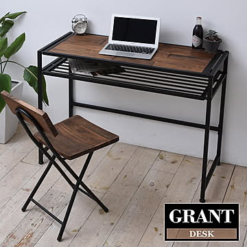 GRANT　デスク GRD-100 木製デスク 天然木 北欧 木製  パソコンデスク 勉強机 パソコン台 PCデスク 学習  デスク 書斎 アイアン おしゃれ オイル アンティーク 植物性オイル 塗装