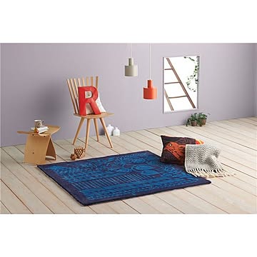 NEXTHOME Masaru Suzuki Design ラグマット 140cm×140cm ブルー正方形 日本製 床暖房可 防ダニ