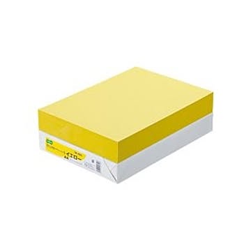 (まとめ) TANOSEE αエコカラーペーパーII A4 イエロー 1冊（500枚） 【×10セット】