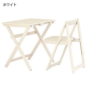 折畳みデスクチェアセット ホワイト TS-3404