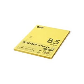 (まとめ) TANOSEE αエコカラーペーパーII B5 イエロー 少枚数パック 1冊（100枚） 【×30セット】