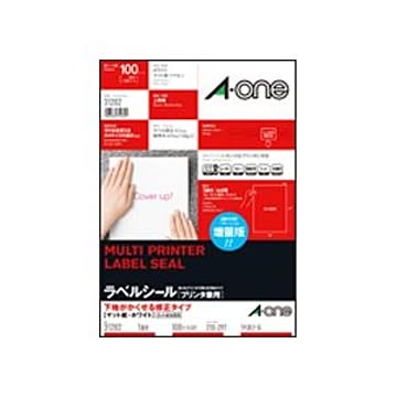エーワン ラベルシール(プリンター兼用) 下地がかくせる修正タイプ マット紙・ホワイト A4判 ノーカット 31282 1冊(100シート)