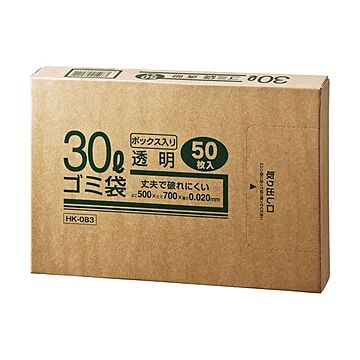 (まとめ) クラフトマン 業務用透明 メタロセン配合厚手ゴミ袋 30L BOXタイプ HK-83 1箱(50枚)  【×30セット】