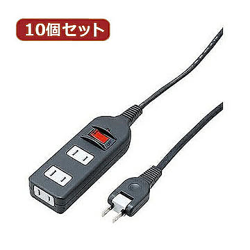 YAZAWA 10個セット ノイズフィルター集中SW付3個口3m黒 Y02BKNS313BKX10 管理No. 4560352867745