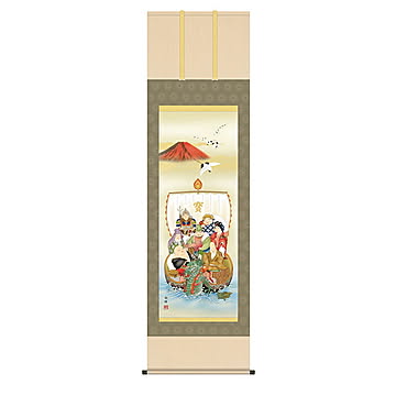 掛け軸 七福神 森田翔輝 54.5x190cm 三幸
