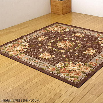 ブラウン 200×200 ナイロン 花柄 簡易カーペット