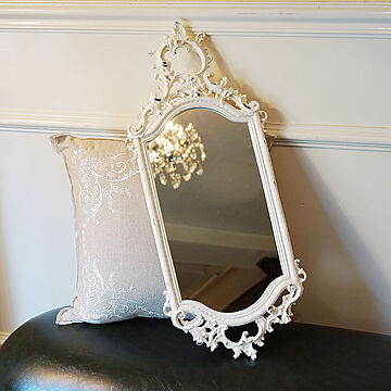 鏡 壁掛け イタリアスタイル クラシック風 壁掛けミラー 白