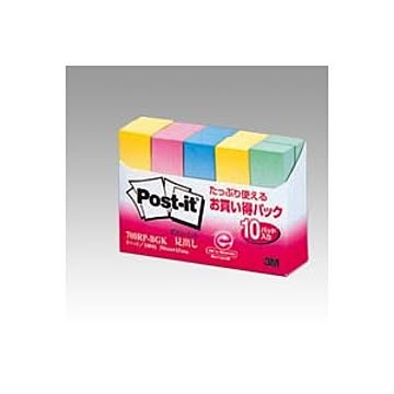 （まとめ） 住友スリーエム ポストイット(R) 10個入り 横15×縦50mm 700RP-BGK グラデーション混色 10個入 【×5セット】