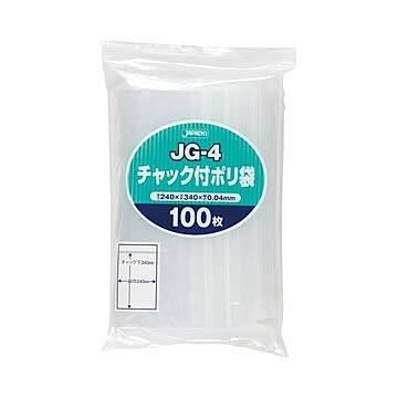 (まとめ) ジャパックス チャック付ポリ袋 ヨコ240×タテ340×厚み0.04mm JG-4 1パック(100枚)  【×10セット】