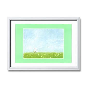 白いフレーム・優しい絵・風景画【心温まる癒しの空間】葉祥明アート額 「結婚式」