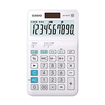 （まとめ）カシオ W税率電卓 10桁ジャストタイプ JW-100TC-N 1台【×10セット】