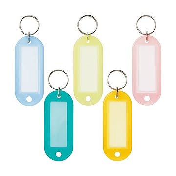 (まとめ) TANOSEE キーホルダー名札アソート 5色 1パック（10個）  【×50セット】