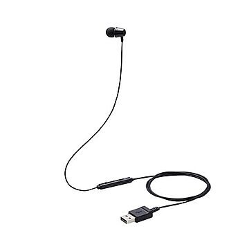 エレコム イヤホン 子供用 片耳 有線 マイク付 高耐久 USB 低音量仕様 ミュートスイッチ付 ブラック HS-KD06UBK