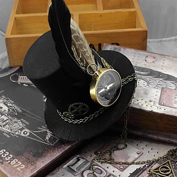 スチームパンク 羅針盤 ヴィンテージ レトロ プレゼント ギフト 贈り物 歯車 ミニハット ディスプレイ インテリア 個性的 撮影会 コスプレ パーティー ハロウィン