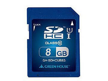 SDHCメモリーカード クラス10 8GB UHS-1クラス グリーンハウス GH-SHDCUB8G 管理No. 4511677104602